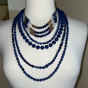 Lot of 3 Coordinating Blue Bead Necklaces
